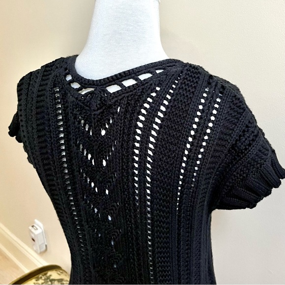 NWOT~American Eagle~Cropped Knit Sweater~Size L~Black~Cotton - Picture 4 of 9